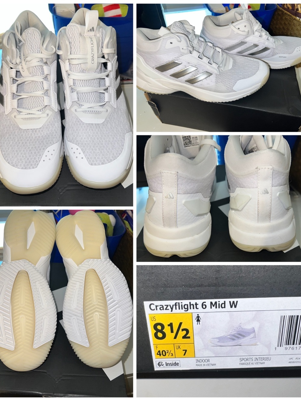 adidas White Mid-Top Sneakers with Gum Outsoles